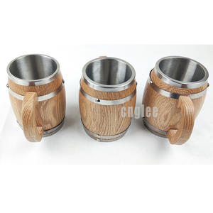 خشبية كوب للبيرة كوب خشبي 14oz عالية الجودة البلوط مصنع الإنتاج اليدوي - Product Image 6