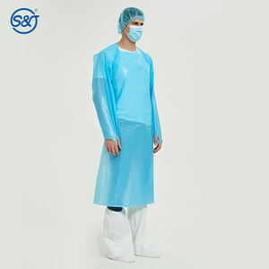 Robe de protection S&J résistante aux liquides, avec trous pour les pouces, en CPE, jetable, à dos complet, manches longues, 510K AAMI niveau <span class=keywords><strong>3</strong></span> - Product Image 3