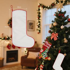 Calcetín Navideño Sublimable con Borde Rojo, 95g, Lino con Forro, 31*51*20 cm, Estilo Moderno, Regalos Promocionales - Product Image 1