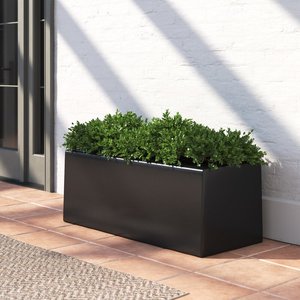 Grande <span class=keywords><strong>jardinière</strong></span> rectangulaire moderne <span class=keywords><strong>en</strong></span> <span class=keywords><strong>aluminium</strong></span> enduit de poudre noire - Product Image 6