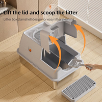 Bac à litière pour chat en acier inoxydable, écologique, grande capacité, facile à nettoyer, anti-adhésif, anti-fuite, avec couvercle