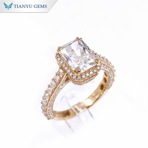 Tianyu Gems Conception Populaire Radiant Cut Moissanite Diamant DEF VVS1 10k 14k 18k Or Jaune Bijoux Bagues de Fiançailles pour Femmes - Product Image 5