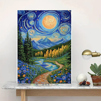 Kit de Peinture Diamant 5D Rectangulaire Paysages Abstraits Célestes Style Américain, Art DIY pour Adultes, Décoration Murale Moderne pour la Maison, avec Plateau