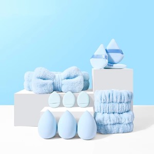 Juego de 12 diademas de franela con esponja de maquillaje sin látex y borla triangular para polvos - Product Image 5