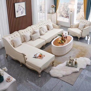 Set di Divani in Pelle Reclinabili di Lusso Stile Americano-Francese, Post-Moderno in <span class=keywords><strong>Legno</strong></span> <span class=keywords><strong>Massello</strong></span>, 1-2-3 Posti, Arredamento Europeo per <span class=keywords><strong>Soggiorno</strong></span> - Product Image 2