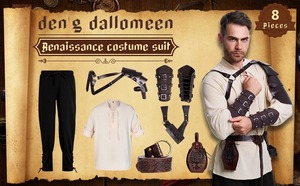Conjunto <span class=keywords><strong>de</strong></span> 8 Piezas <span class=keywords><strong>de</strong></span> Disfraz Medieval <span class=keywords><strong>para</strong></span> <span class=keywords><strong>Hombre</strong></span>, Camisa y Pantalón <span class=keywords><strong>de</strong></span> Pirata, Accesorios <span class=keywords><strong>de</strong></span> Disfraz <span class=keywords><strong>Vikingo</strong></span> <span class=keywords><strong>para</strong></span> Halloween - Product Image 5