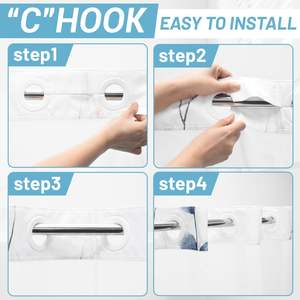 ستارة حمام بدون خطاف من دون خطاف ، ستائر حمام بدون خطاف ، ستائر حمام مزدوجة مقاومة للماء للحمام والاستحمام 71x74 - Product Image 3