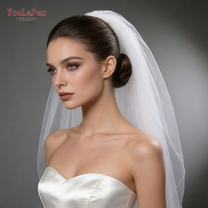 <span class=keywords><strong>Voile</strong></span> de mariée Youlapan V15 élégant et minimaliste, double couche en maille transparente avec peigne à cheveux en métal de haute qualité - Product Image 5