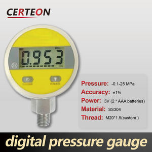 เกจ์วัดแรงดันดิจิตอลแบบพกพา LCD พร้อมเกลียว G1/4 M20 สำหรับน้ำ น้ำมัน ไฮดรอลิก ใช้แบตเตอรี่ - Product Image 4