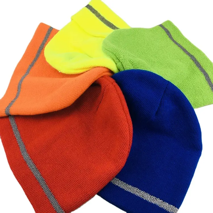 Venta caliente profesional personalizado clásico sombrero de invierno Color fluorescente Beanie gorro a granel acrílico impreso gorros