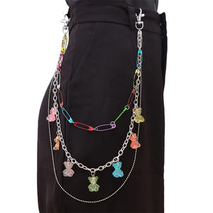 Cadena de cintura con broche de oso colorido de aleación de zinc, con múltiples pasadas y dijes de oso de gelatina transparente, accesorio de moda - Product Image 1