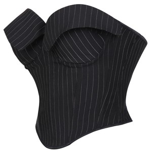 Bustier croisé sans couture à rayures, effet amincissant léger, en tissu tissé, pour femme, avec coussinets intégrés, sexy et moulant - Product Image 2