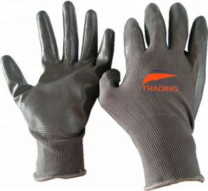 قفازات أمان مخصصة احترافية 13 مقياس بوليستر مضاد للانزلاق نخيل النتريل الأسود - Product Image 2
