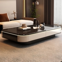 Table basse en marbre ardoise pour salon, design moderne et simple, avec espace de rangement, ensemble meuble TV, aucun assemblage requis
