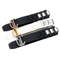 Bracelet de montre en silicone blanc et noir de 20 mm avec fermoir déployant et boucle en or rose noir pour Cartier Santos, bracelet en caoutchouc Ballon Bleu