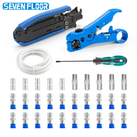 Set Alat Tang Crimping Kabel Koaksial Kustom dengan Obeng Pengupas Kabel Koaksial untuk Konektor RG6 RG59 RG11 F
