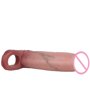 Manchon de pénis réaliste réutilisable en silicone <span class=keywords><strong>Anneau</strong></span> de pénis 6.9 pouces Extension de pénis ultra-doux pour couples Sex toy - Product Image 6