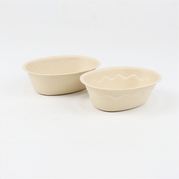 Groothandel 200ml ovale witte wegwerp bioafbreekbare suikerriet bagasse schaal met deksel voor ijs, yoghurt en fruit