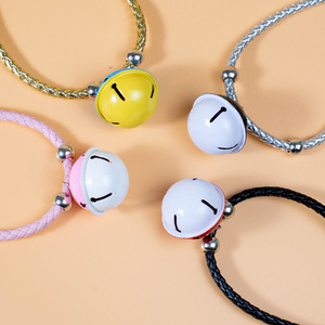 Vente directe d'usine de colliers pour animaux de compagnie en corde tressée avec clochettes de dessin animé, colliers pour chats et chiens, colliers pour chats en corde PU et accessoires. - Product Image 1