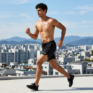 Shorts de sport durables pour hommes, tissu respirant à séchage rapide, coutures renforcées, taille élastique, cordon de serrage réglable, poche - Product Image 3