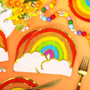 Fournitures arc-en-ciel arc-en-ciel décorations de fête d'<span class=keywords><strong>anniversaire</strong></span> feuille d'or métallique couleur jetable <span class=keywords><strong>serviette</strong></span> en <span class=keywords><strong>papier</strong></span> <span class=keywords><strong>serviette</strong></span> - Product Image 5