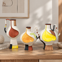 Vase à fleurs en céramique peint à la main Jossin, style abstrait, décoration nordique pour la maison, centre de table moderne, vase artistique pour le salon