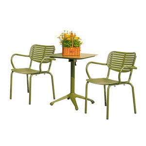 Outdoor Garden Set <b>Aluminum</b> <b>Table</b> And Chairs 2 Seater Contemporary Design For Courtyard Use Weather Resistant - Product Image 2