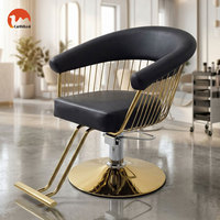 Fauteuil de Barbier et de Coiffure Moderne Doré Léger avec Pompe Hydraulique pour Salons de Beauté et de Coiffure