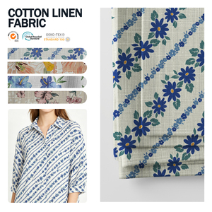 Tissu personnalisable en lin et coton mélangé, tissé, doux et épais, lavé, 180-240 g/m², pour t-shirt et robe d'été - Product Image 1