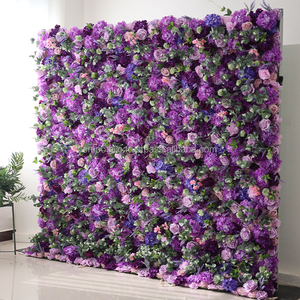 SMOOTH 8ftx 8ft Roll up Fabric Backing Purple <b>Artificial</b> <b>Flower</b> Wall Panels Backdrop Wedding Decoration <b>Flowers</b> - Product Image 5