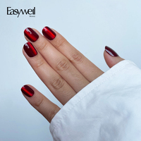 Easywell Fournisseur en Gros de Faux Ongles Courts en Acrylique de Luxe, Produits de Beauté, 30 Pièces, Ongles à Presser Effet Œil de Chat de Noël de Haute Qualité