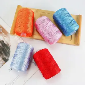 Bright silk thread hollow light body wool summer sun hat hand-woven diy macrame silk thread light Knitting polyester cord