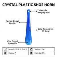Chausse-pied conique semi-transparent en cristal de 19,5 cm (7,68 pouces) – 7 couleurs vives, léger, portable, idéal pour hôtel, voyage, cadeau, OEM