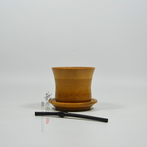 Bamboo Coffee Cup With Saucer Natural Color Cylinder Shape For Afternoon Tea Set - Product Image 3