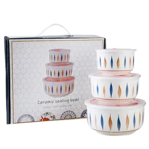 Miicol Ceramic Bowls Set with Lids, Porcelain Food Storage Containers,  Porcelain Prep Bowls for Kitchen, Microwave & Dishwasher Safe, Assorted