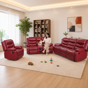 Moderno Juego de Sofás 321 de Cuero Sintético PU, Muebles Reclinables para Sala de Estar con Respaldo Acolchado y Brazos Acolchados - Product Image 2