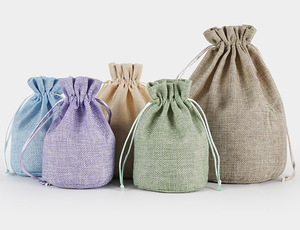 Custom Jute Drawstring Bags Wholesale Burlap Gift Drawstring Pouch Jute Bags with <b>String</b> - Product Image 3