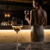 Set gelas anggur pelek miring Modern, perlengkapan kaca anggur merah kristal dan sampanye untuk penggunaan rumah dan Bar Pernikahan