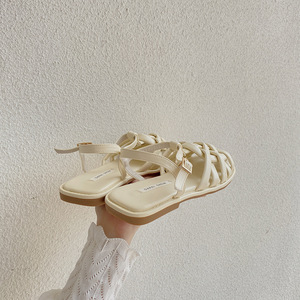 2026 New Arrival French-style Hollowed-out Summer Woven Flat <strong>Shoes</strong> Niche <strong>Vintage</strong> Beach Roman Style PU Upper Sandals <strong>for</strong> <strong>Women</strong> - Product Image 3