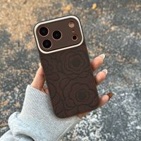 Coque pour iPhone 16 motif camélia avec cadre métallique pour appareil photo, compatible iPhone 17 Pro Max, protection antichoc
