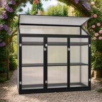 Serre de jardin en forme d'arche à trois portes avec panneaux transparents, facilement assemblable, structure en aluminium pour jardin, allée et exposition