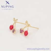 X001152036 Joyería XUPING, Pendientes de Mujer con Diseño de Cereza, Chapados en Oro de 14k, Lindos, Modernos y a la Moda