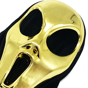 Masque intégral de démon rouge plaqué or avec voile noir, masque d'horreur de démon fantôme, accessoires de cosplay d'Halloween, masques de visages d'êtres étrangers - Product Image 6
