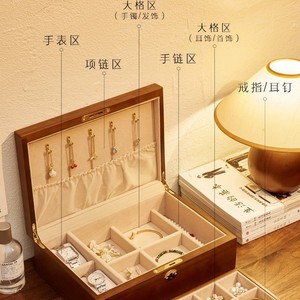 Vintage Solid Wood Jewelry <b>Box</b> 24.5x18.5x8.5cm Rectangle Storage With Compartment For Rings Necklaces <b>Earrings</b> Wedding <b>Gift</b> - Product Image 2
