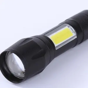 Usb迷你LED手电筒，带可调焦点光手电筒充电变焦铝合金，用于带笔架应急