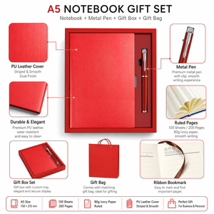 Set Regalo Taccuino A5 con Copertina in PU, 200 Pagine, Penna in Metallo, Confezione Regalo, 6 Colori, Logo Personalizzato, OEM per Aziende - Product Image 2