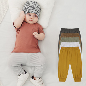 Pantalones de Fibra de Bambú Unisex, Suaves, Largos, Refrescantes, Anti-Mosquitos, de Color Sólido, Informales, para Niños - Product Image 1