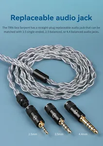 Trn biển rắn 3 trong 1 2.5 + 3.5 + 4.4mm âm thanh có thể thay thế jack 4 lõi đồng Bạc hỗn hợp qdc cắm nâng cấp HiFi Tai nghe cáp - Product Image 6