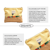 Sac de toilette bohème en tissu double face, personnalisable, en jute, avec poignée, pour la plage