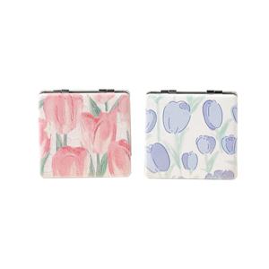 Espejo pequeño cuadrado de doble cara de cuero Pu, espejo de maquillaje delicado para mujer, Mini espejo de mano <span class=keywords><strong>plegable</strong></span> de bolsillo - Product Image 1